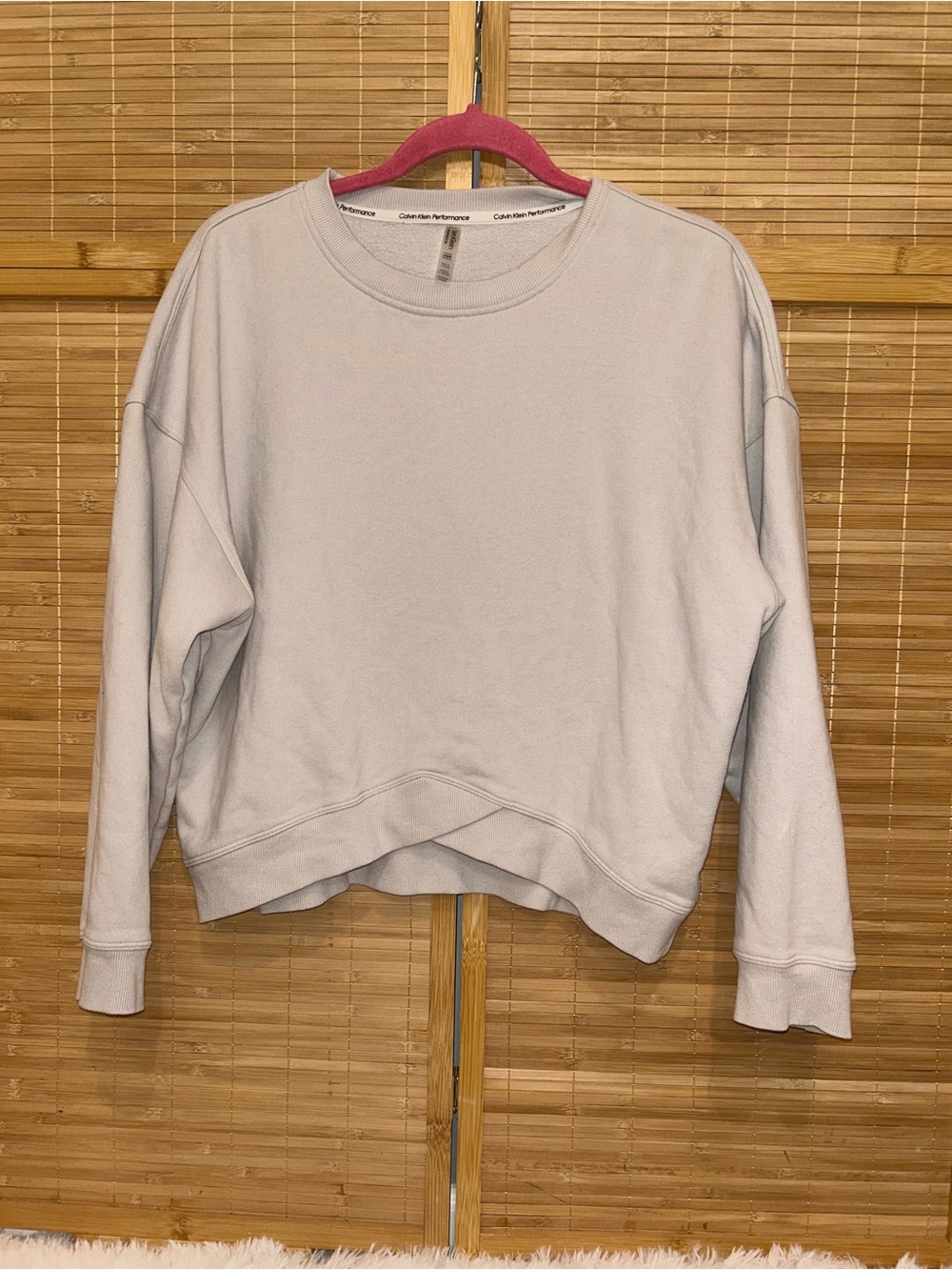 Calvin Klein Performance cropped crewneck sweatshirt light beige woman’s large